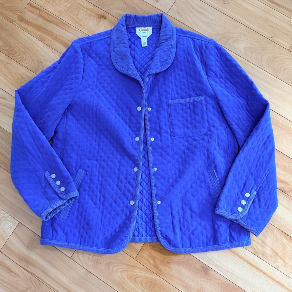 Talbots Quilted Blazer Jacket in Royal Blue